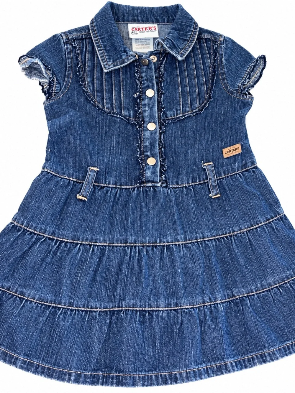 Carter's Dark Blue Denim Tiered Button-Front Dress
